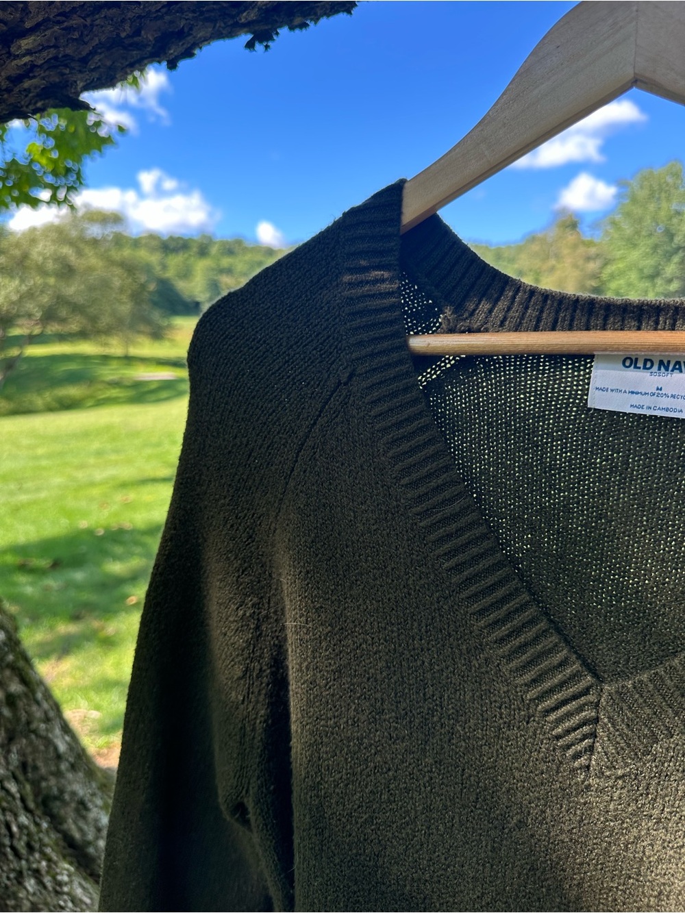Old Navy Men's V-Neck Sweater in Olive Green